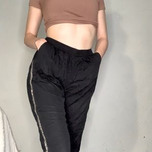 Jogger style pants with rhinestone sides